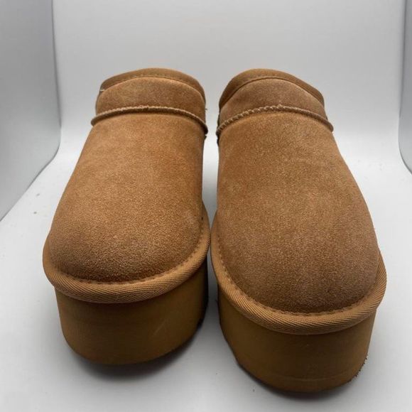 CUSHIONAIRE Women's Cozy Genuine Suede Mule Platform CHESTNUT 6 - Picture 3 of 6